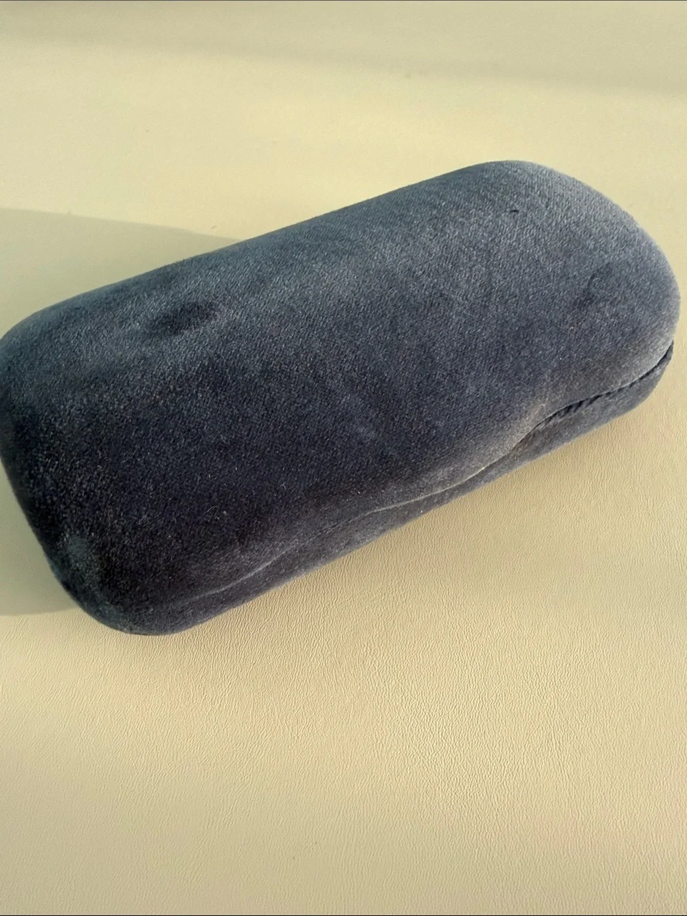 Gucci Velvet Eyewear Case in Blue Exterior and Burgundy Interior with Gold Logo